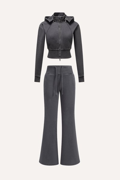 Women's Fall Fleece Open Front Sweatshirt & Pants Set - Slim