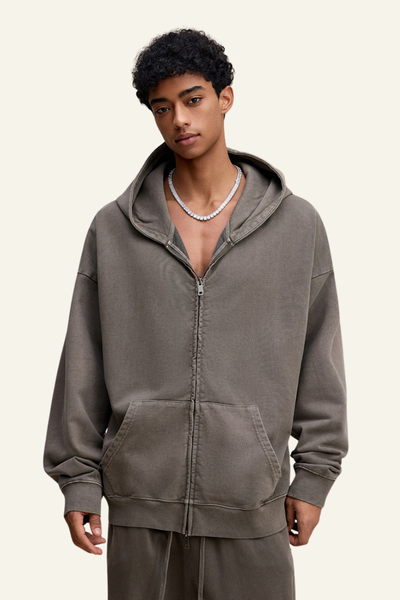 Men's Heavyweight Vintage Washed Cotton Hooded Jacket