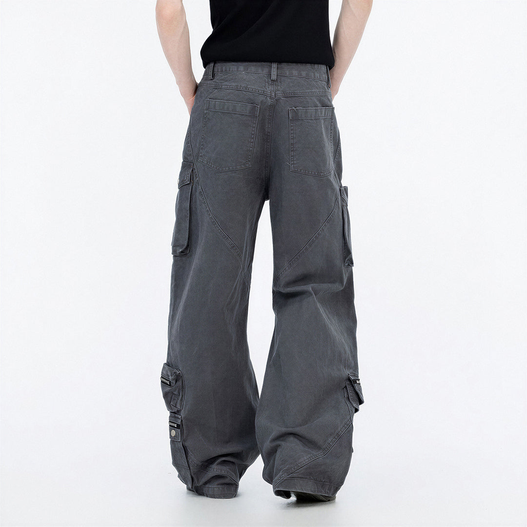 Men's Spring Multi-Pocket Tech Cargo Wide-Leg Pants