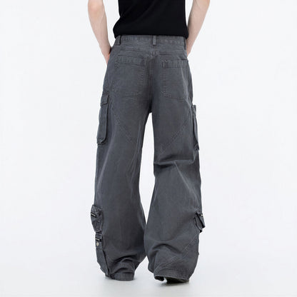 Men's Spring Multi-Pocket Tech Cargo Wide-Leg Pants