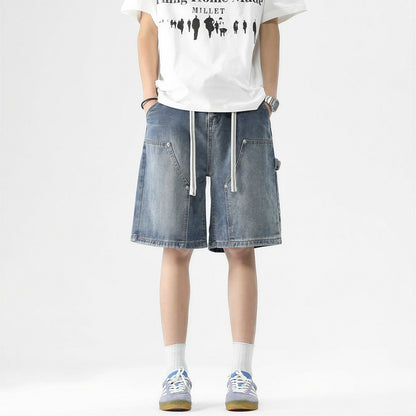 Men's Summer Light Wash Carpenter Baggy Denim Shorts