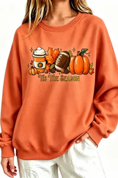 Women Fall Clothing Pumpkin Football Coffee Sweatshirt