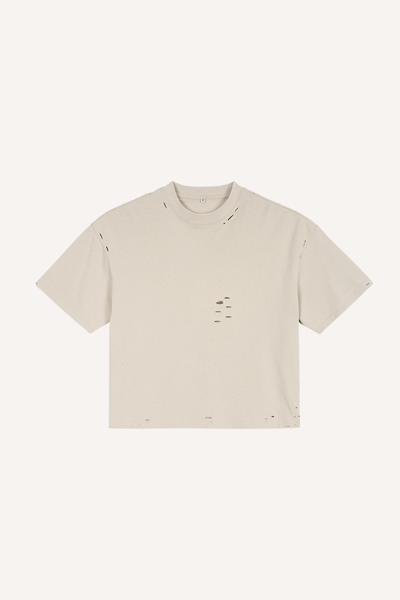 Men's Heavy Cotton Distressed Streetwear Breathable Tee