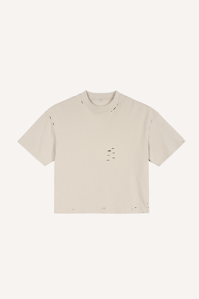 Men's Heavy Cotton Distressed Streetwear Breathable Tee