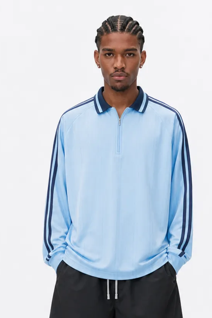 Men's Fall Retro Half-Zip Game-Day Long-Sleeve Polo