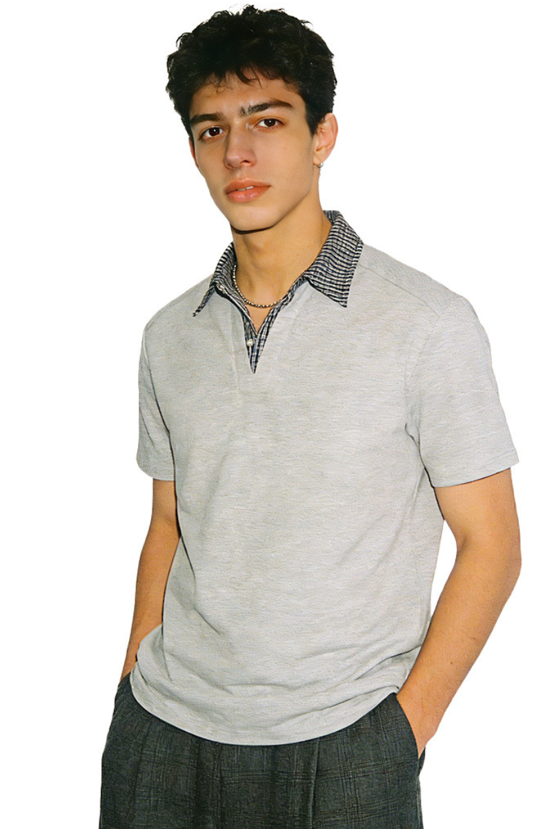 Men's Summer Old Money Plaid Wrinkle-Free Set-in Polo