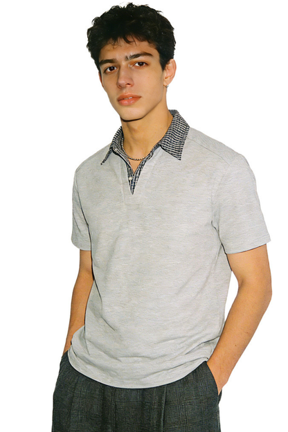 Men's Summer Old Money Plaid Wrinkle-Free Set-in Polo