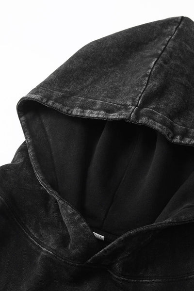 Women's Fall Winter Vintage Washed Cropped Pocket Hoodie