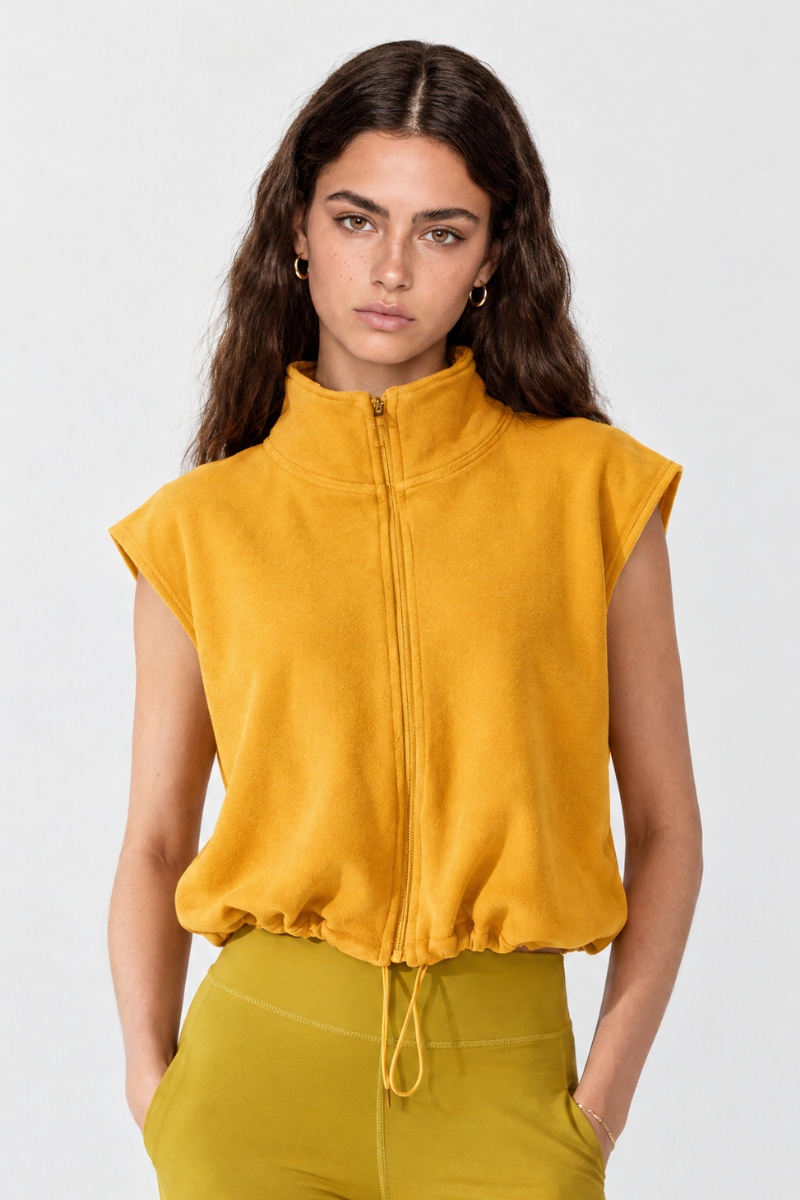 Women Fall Clothing Warm Double-Sided Oat Fleece Zip Vest
