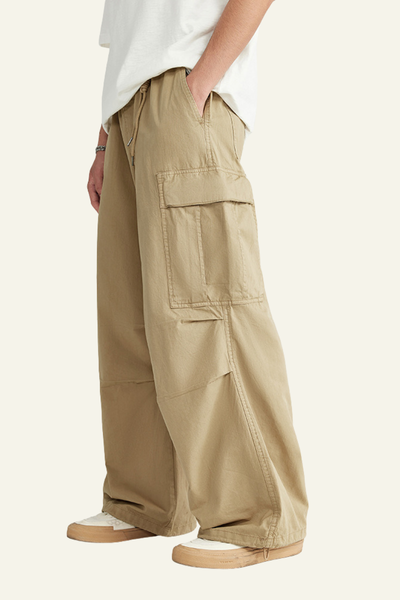 Men's Streetwear Washed Cotton Side Pockets Cargo Pants