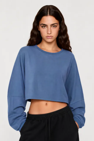 Women Spring Lightweight Cropped Drop Shoulder Workout Top