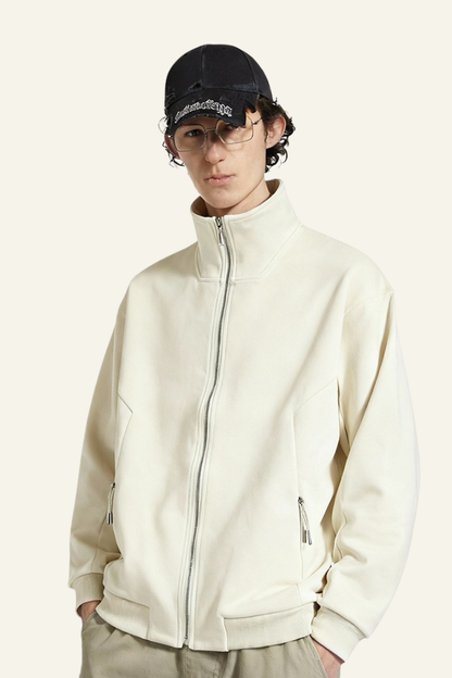 Men's Streetwear Stand Collar Full-Zipper Jacket