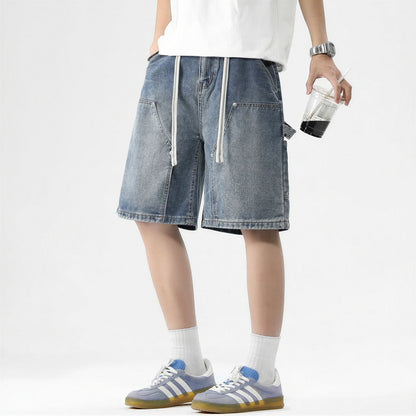 Men's Summer Light Wash Carpenter Baggy Denim Shorts