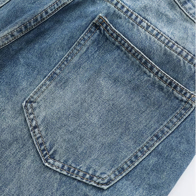 Men's Spring Vintage Whisker Baggy Wide Leg Denim Jeans