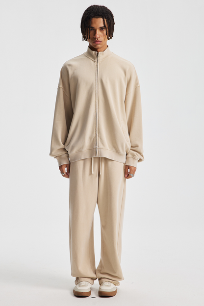 Men's Cotton Set:Stand Collar Jacket And Pants
