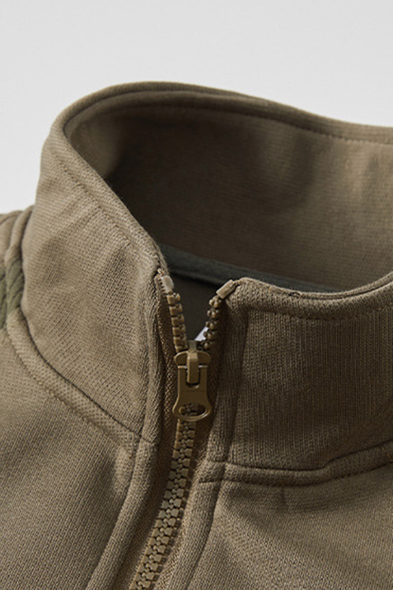 Men's Fall Half-Zip Colorblock Long-Sleeve Sweatshirt