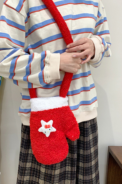 Christmas Vintage Plush Red Crossbody Bag