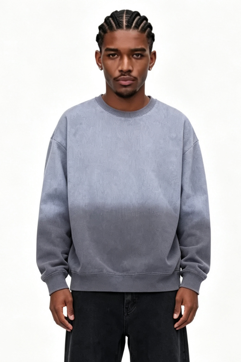 Men Fall Sandblasted Gradient Oversized Sweatshirt