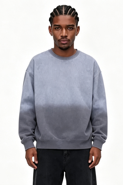 Men Fall Sandblasted Gradient Oversized Sweatshirt