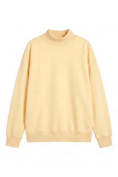 Unisex Fall Clothing Fleece Relaxed Mock Neck Sweatshirt
