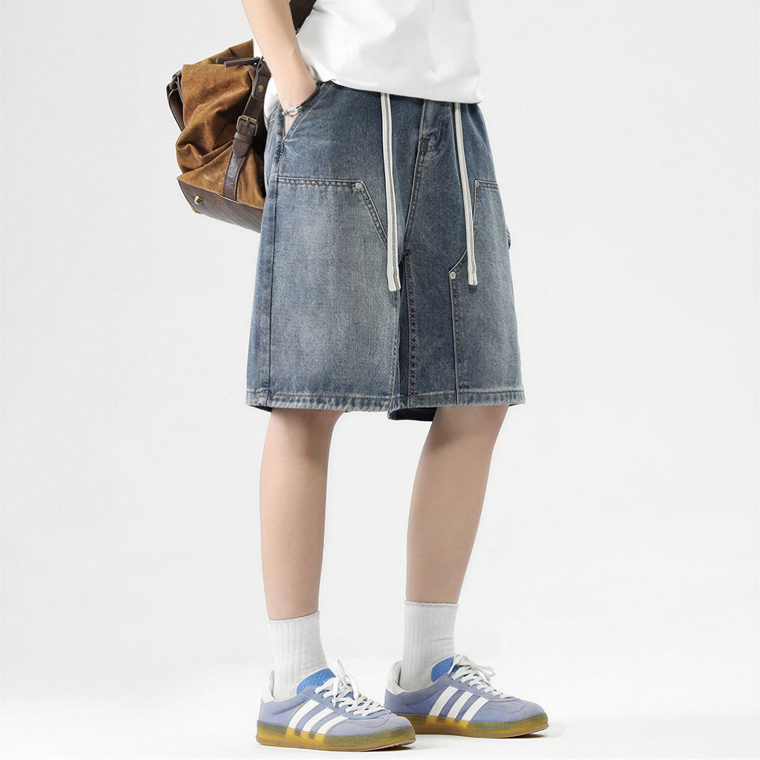 Men's Summer Light Wash Carpenter Baggy Denim Shorts