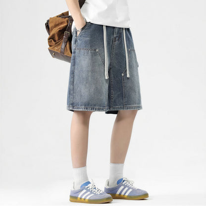 Men's Summer Light Wash Carpenter Baggy Denim Shorts