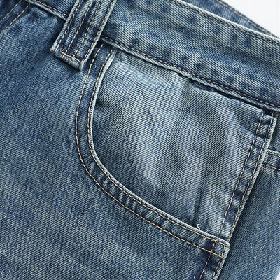 Men's Spring Vintage Whisker Baggy Wide Leg Denim Jeans