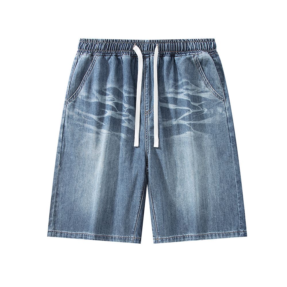 Men's Summer Gradient Tie-Dye Drawstring Denim Shorts