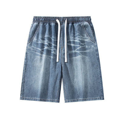 Men's Summer Gradient Tie-Dye Drawstring Denim Shorts