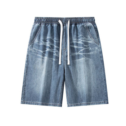 Men's Summer Gradient Tie-Dye Drawstring Denim Shorts