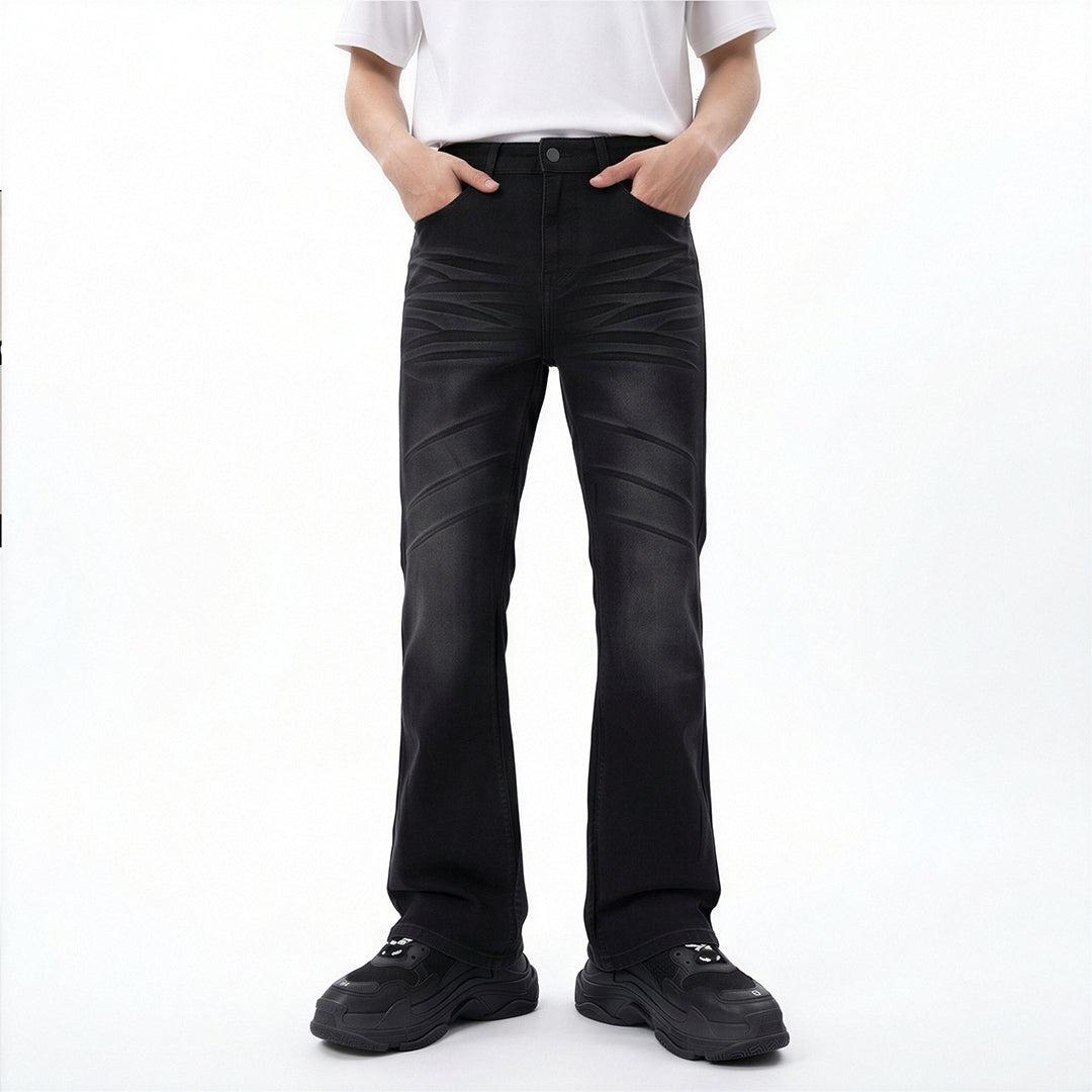 Men's Spring White Slim Flare Denim Jeans