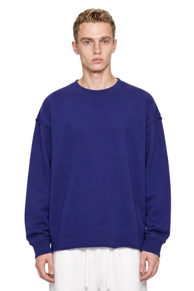 Men‘s Vintage Raw Hem Loose Drop Shoulder Long Sleeve Tee