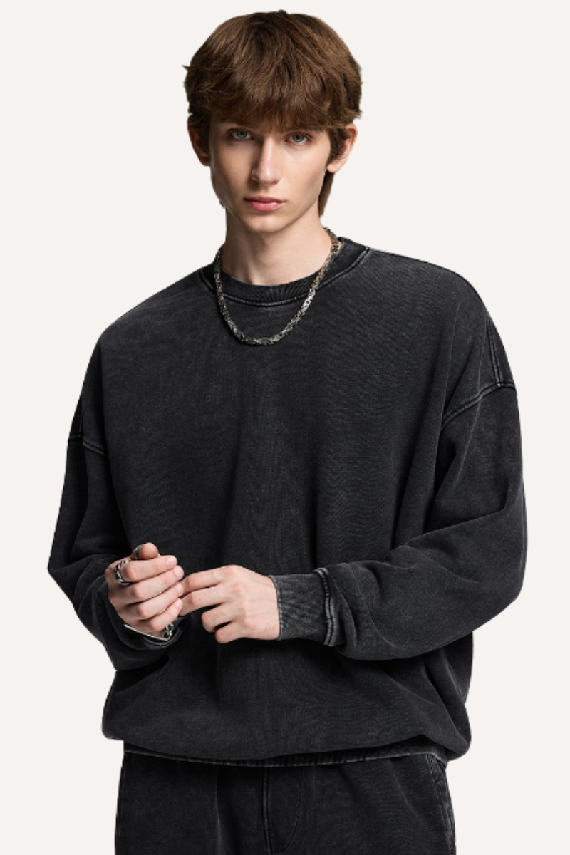 Unisex Winter 420g Retro Snow Washed Loose Sweatshirt