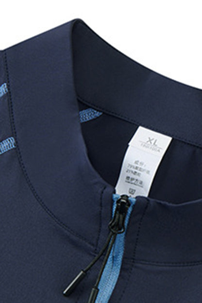 Men's Summer Half-Zip Stand-Collar Stretch Athletic T-Shirt