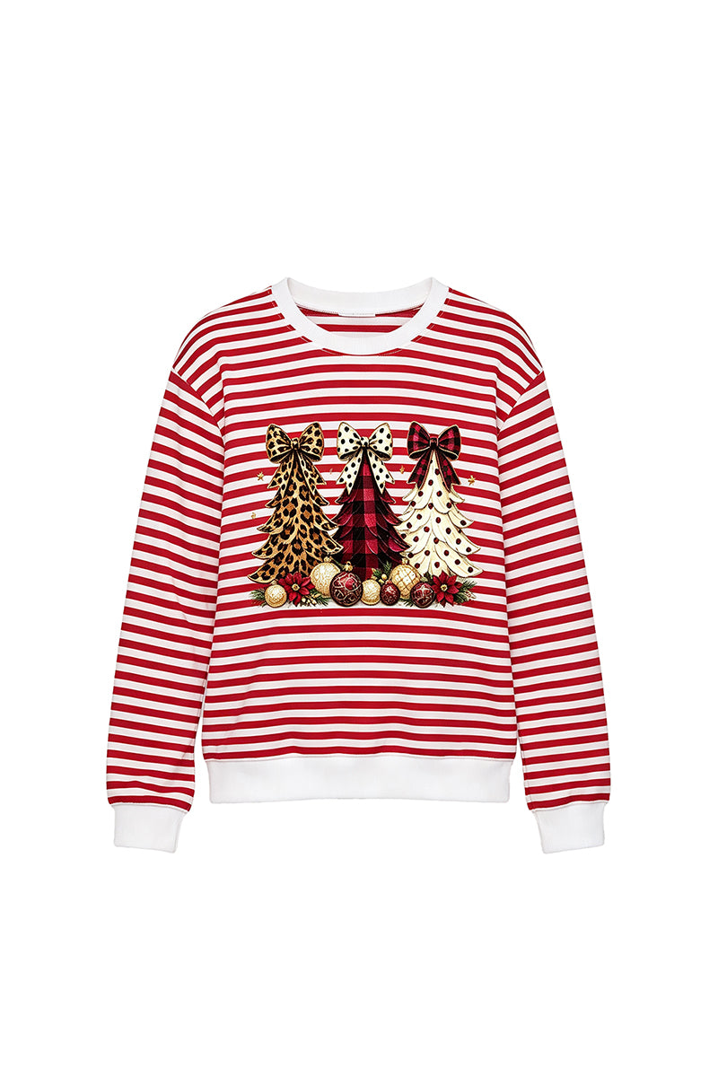 Unisex Fall Clothing Christmas Bow Striped Sweatshirt