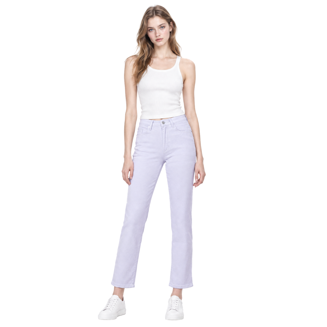 Women's White High Waist Straight Leg Jeans