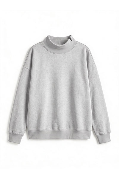 Unisex Fall Clothing Fleece Mock Neck Side Slit Sweatshirt
