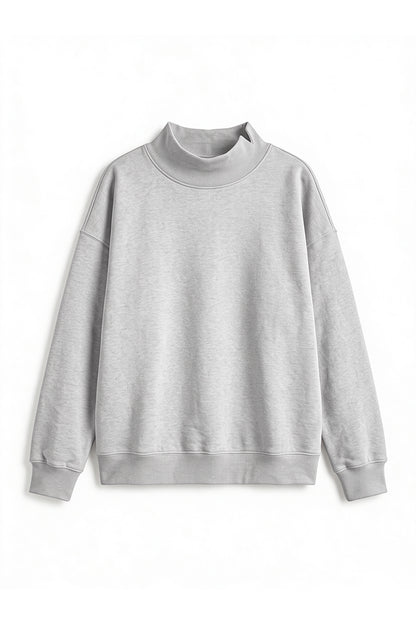 Unisex Fall Fleece Mock Neck Side Slit Sweatshirt