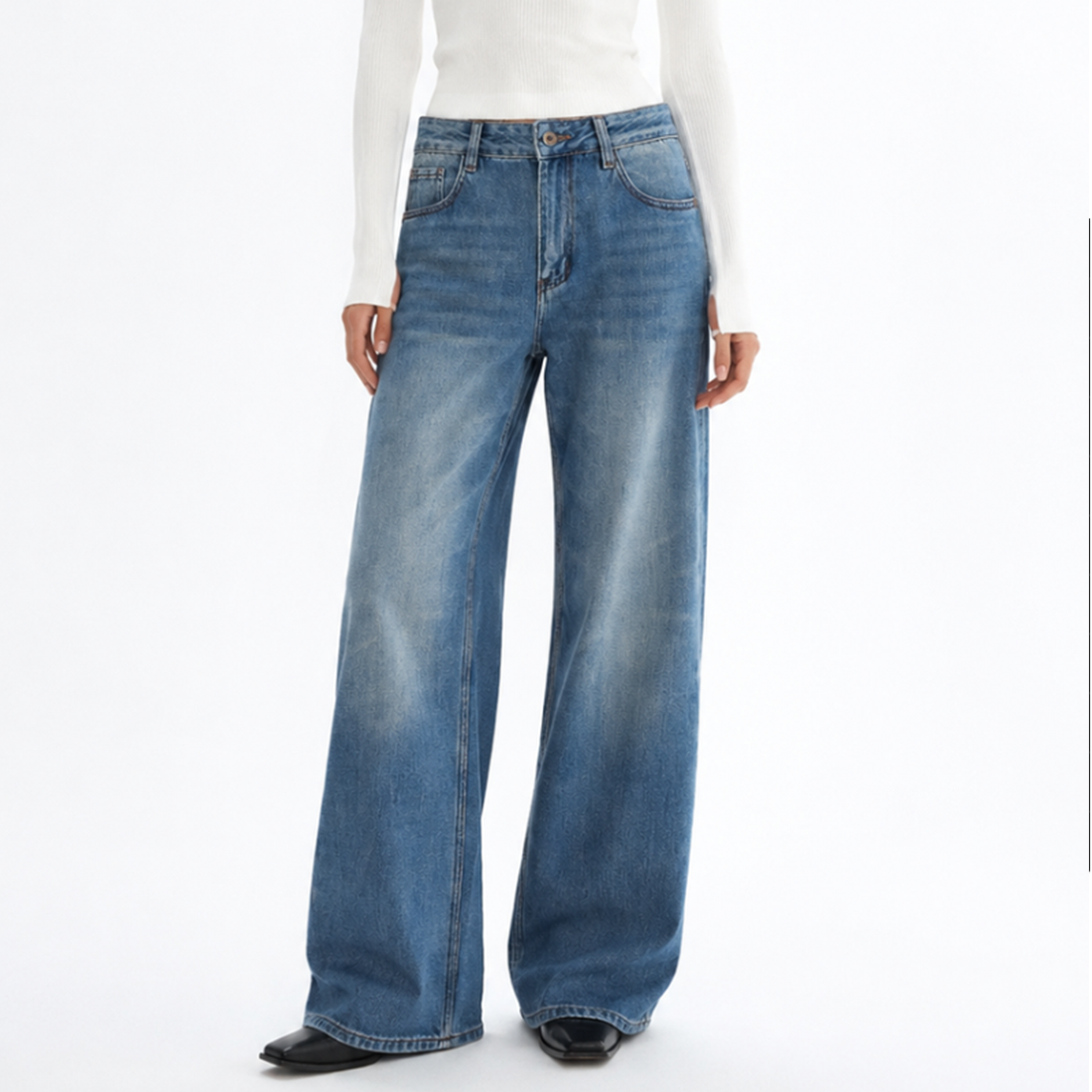 Women's Vintage Wash High Waist Straight Leg Jeans