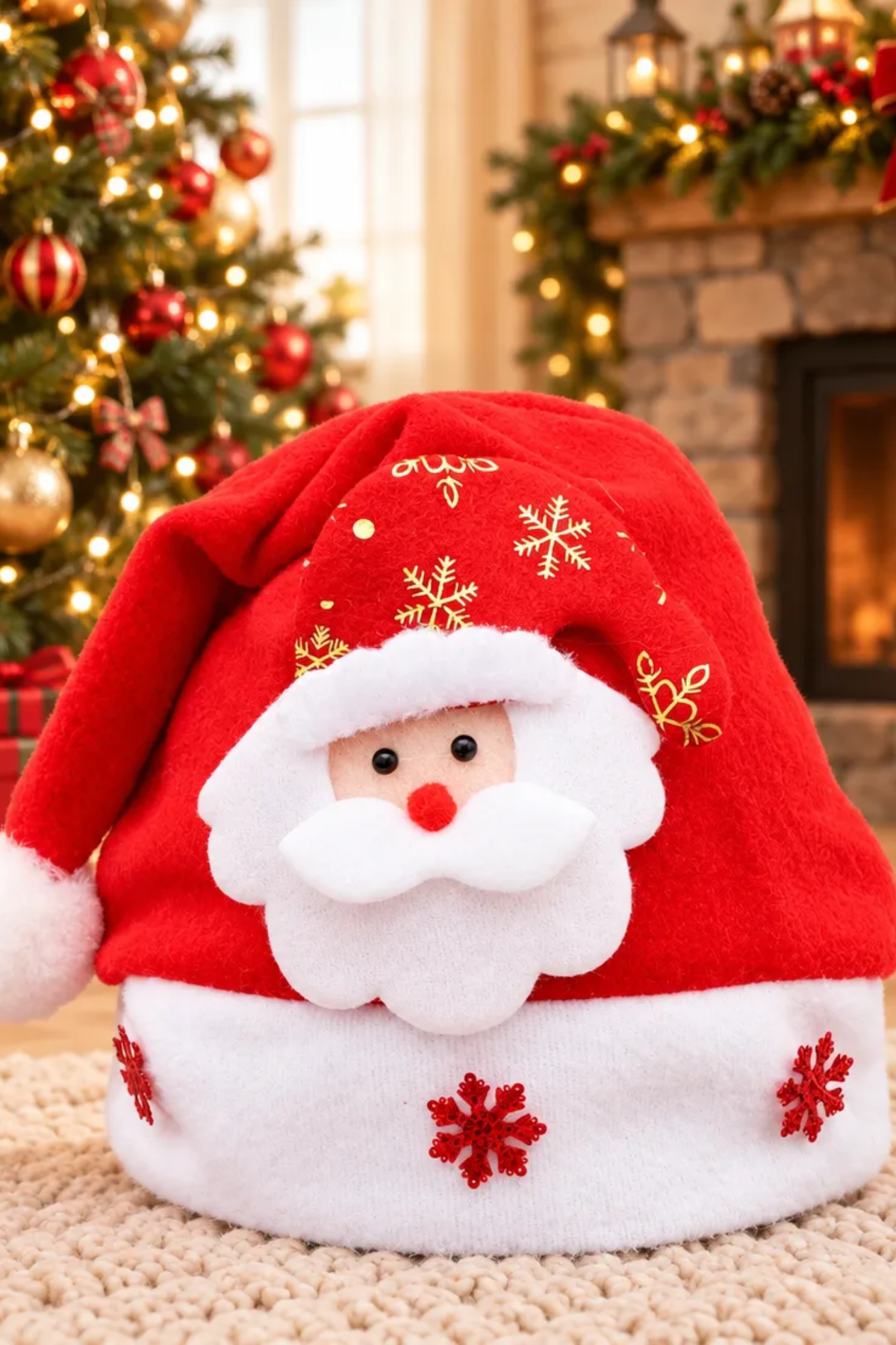 Unisex Winter Christmas 3D Santa Red Plush Party Hat
