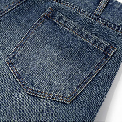 Men's Spring Vintage Blue Multi-Pocket Cargo Denim Jeans