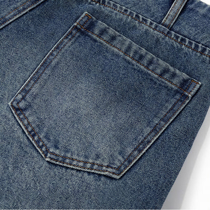 Men's Spring Vintage Blue Multi-Pocket Cargo Denim Jeans