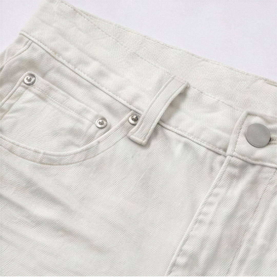 Men's Spring White Slim Flare Denim Jeans