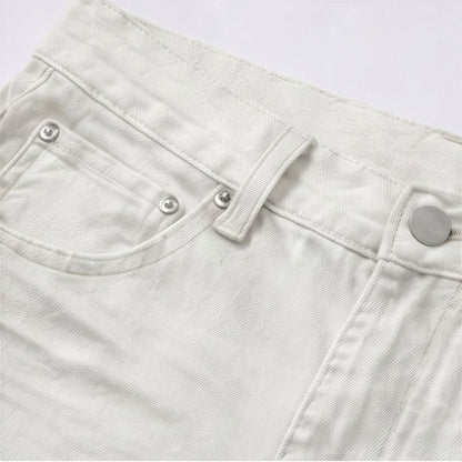 Men's Spring White Slim Flare Denim Jeans