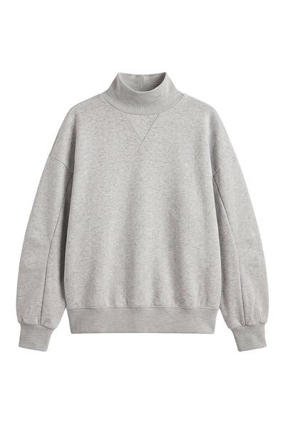 Unisex Fall Clothing Fleece Loose Mock Neck Sweatshirt