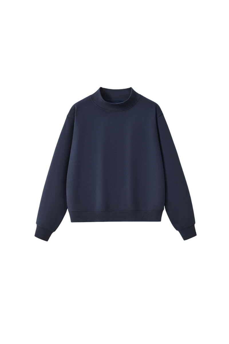 Women's Streetwear Stand-Collar Solid Mock Neck Sweatshirt