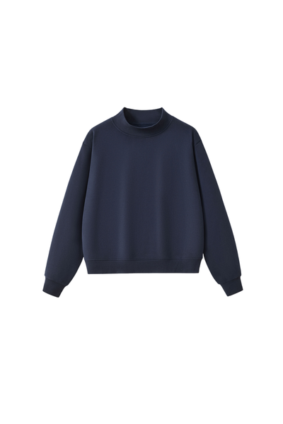 Women's Streetwear Stand-Collar Solid Mock Neck Sweatshirt