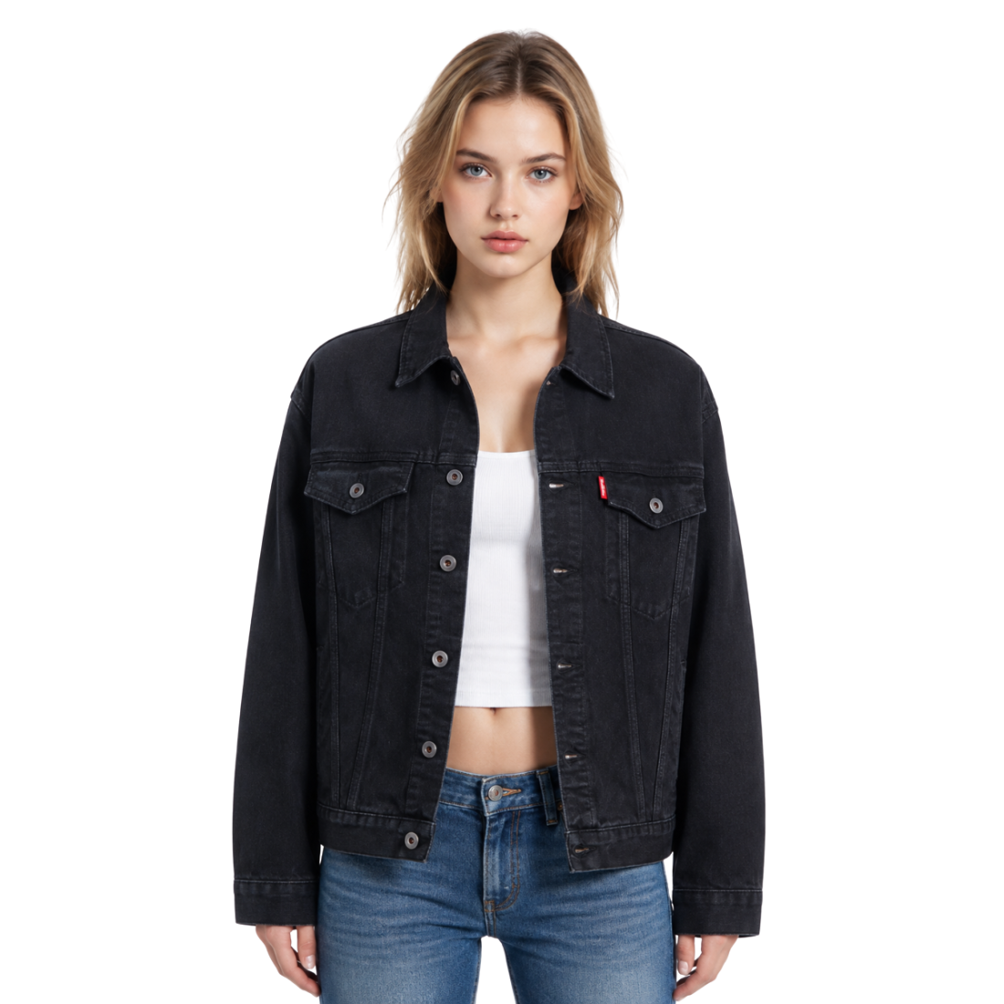 Women's Classic Black Denim Jacket