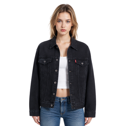 Women's Classic Black Denim Jacket