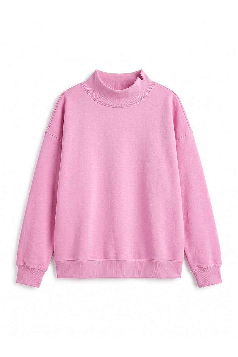Unisex Fall Fleece Mock Neck Side Slit Sweatshirt